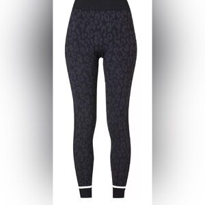 Sweaty Betty size 8 Leopard Jacquard Base Layer Leggings black gray